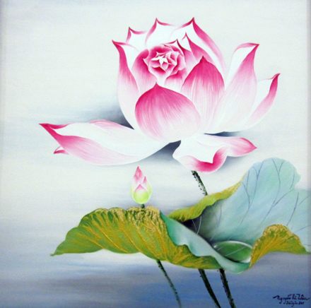 Tranh kính hoa sen TKS38